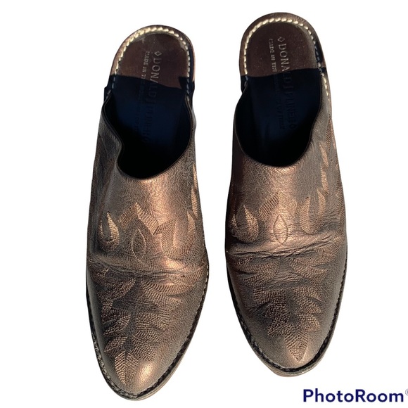 Donald J Pliner Bronze Leather Bozza Mule Clog Shoes 10 Western boot - Picture 9 of 13
